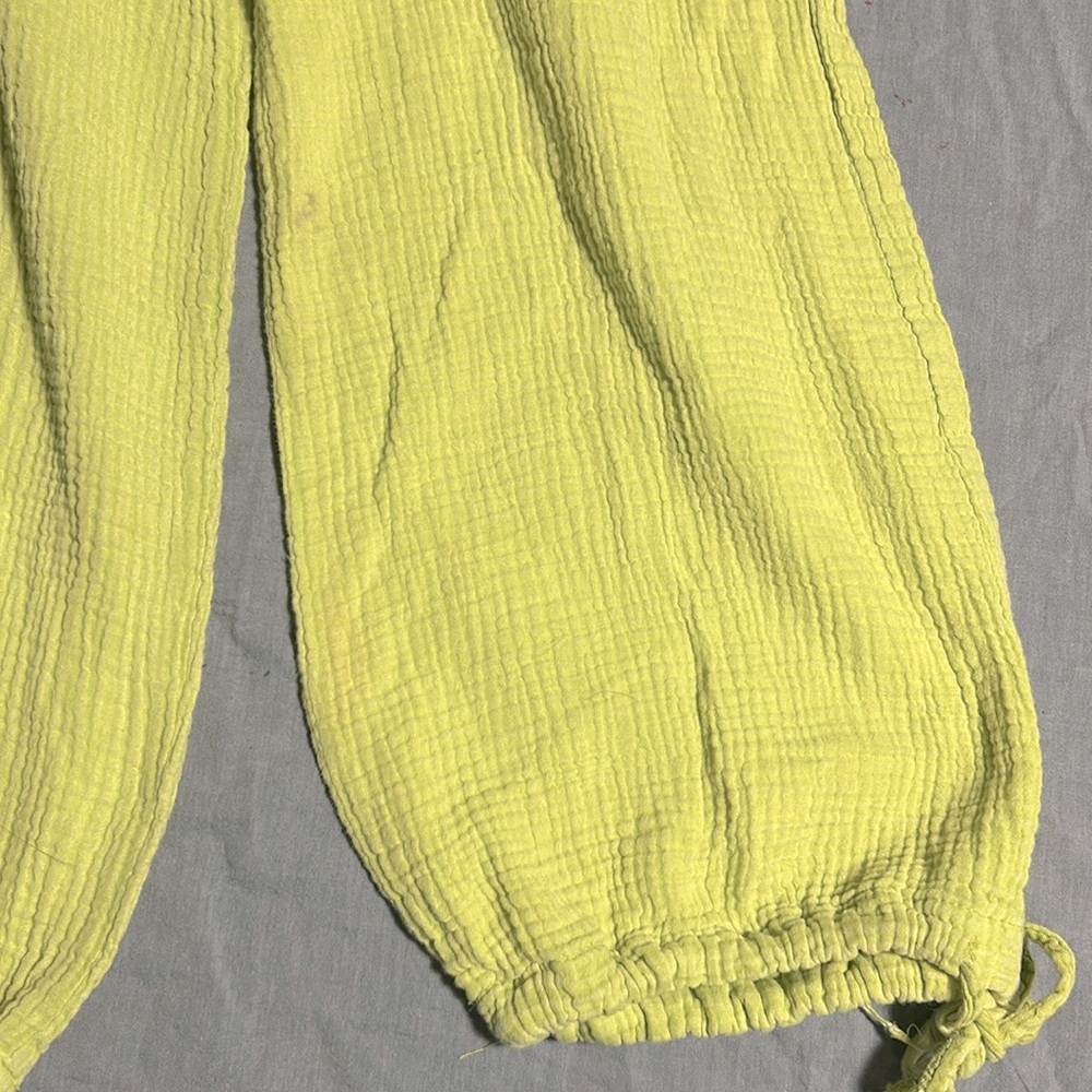 Lemon Lime Green Drawstring Gauze Beach Pants - Picture 4 of 9